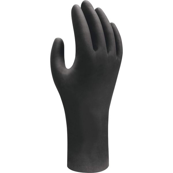 SHOWA 6112PF Biodegradable Nitrile Powder-Free Disposable Safety Glove, Food Safe, 4 mil Thick, 9.5" Length, Medium (1 Box of 100 Gloves), Black