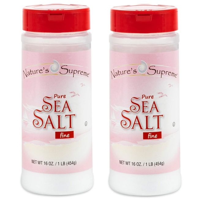 Nature's Supreme Fine Sea Salt 16oz (Pack of 2 )