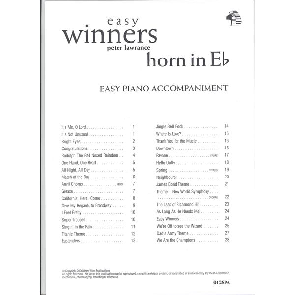 Easy Winners for Tenor Horn in Eb (Piano Accompaniment)