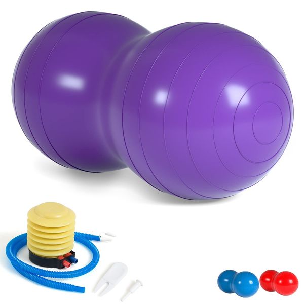 DASKING Yoga Ball Gymnastikball Sitzball und Fitnessball Pilatesball Yoga Erdnussball Peanut Ball 90 x 45 cm (Lila)