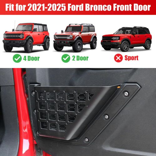 EVGoXMods Door Storage Pockets Organizer Compatible with Ford Bronco 2025 2024 2023 2022 2021, 2PCS Front Door Molle Panel Tray Boxes Interior Accessories