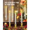 Window Candles,LED Candles with Timer Christmas Decorations 12 Pcs Gold