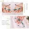 IYOU Shiny Crystal Wedding Headband Rhinestone Green Hair Band Leaf Vintage Prom Bridal Hair Accessories for Women