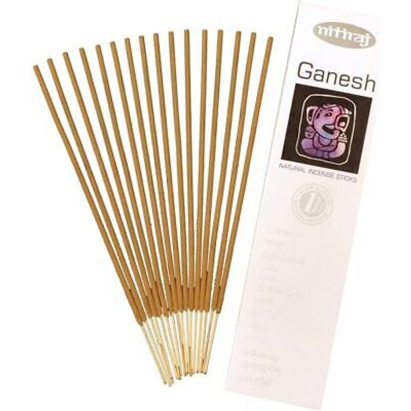 Nitiraj Platinum Natural Incense Sticks Slow Burning 1hr. 2Pack Ganesh