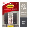 Medium Decorative Damage Free Adhesive Wall Hooks for Hanging Christmas Decorations, 2 Black Hooks and 4 Command Strips