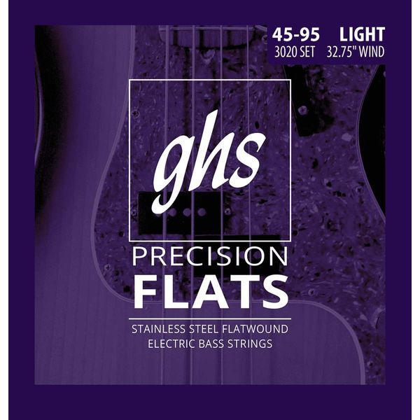 GHS Precision Flatwound - 3020 - Bass String Set, 4-String, Light, .045-.095, Short Scale