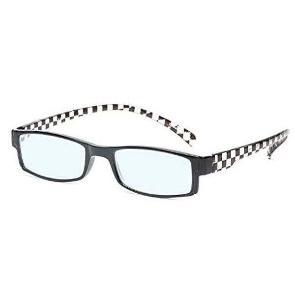 Calabria 762 Neck Hanging Blue Light Blocking Reading Glasses+0.00 Black Checker