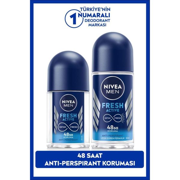 Men Erkek Roll-on Deodorant Fresh Active 50ml Ve Mini Roll-on Fresh Active 25ml