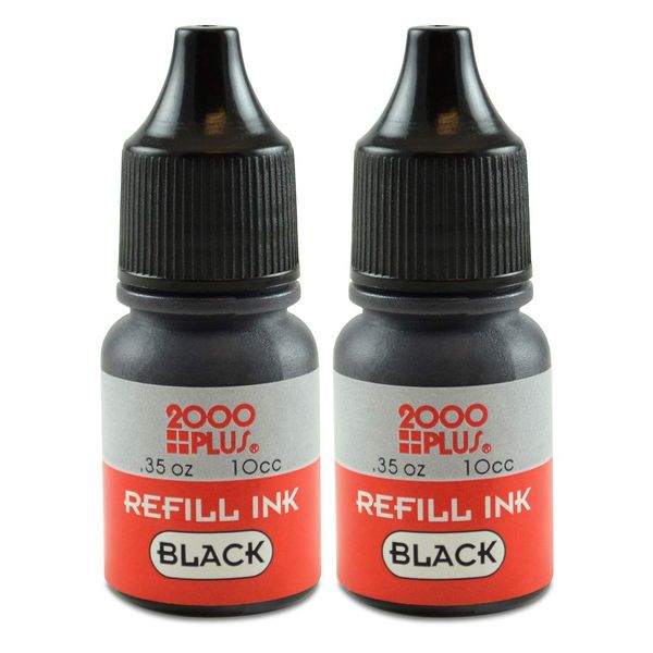 2000 Plus Ink Refill for Pre-Inked Stamps and Stamp Pads, Black .35 oz Each – Black (090689)