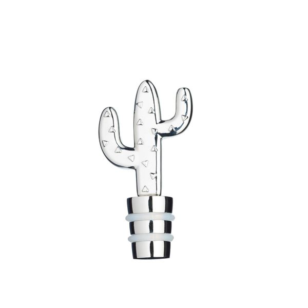 BarCraft Novelty Wine Bottle Stopper, Cactus Design, In Gift Box, Metal, Silver Coloured