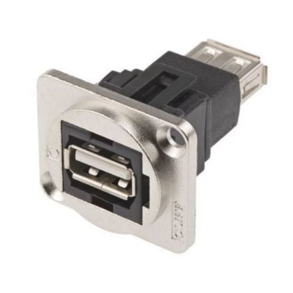 1 x Straight, Panel Mount, Socket- Dual Port Type A 2.0 USB Connector.     C10