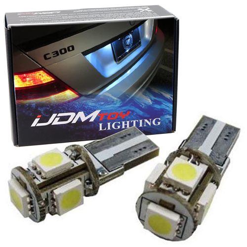 iJDMTOY 5-SMD Error Free 2825 W5W Replacement Bulbs Compatible With European Cars License Plate Lights, Xenon White