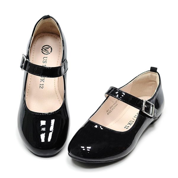 LseLom Girls Mary Jane Dress Shoes for Wedding, Party Big Kid Black US 3