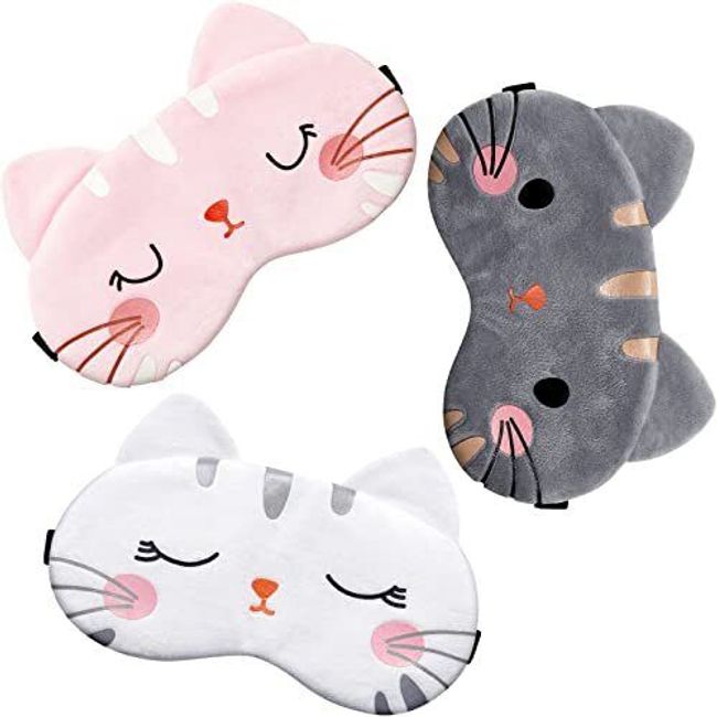 Cute Eye Mask for Sleeping 3 Pieces Cartoon Dog Face Eye Cover Funny Animal Cat