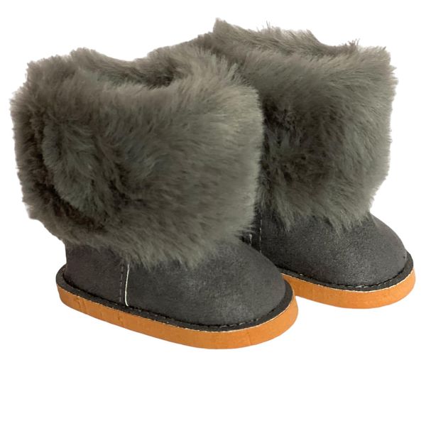 18 Inch Doll Boots-Grey Fur Boots Fits 18 Inch Kennedy and Friends Dolls and All Other 18 Inch Dolls