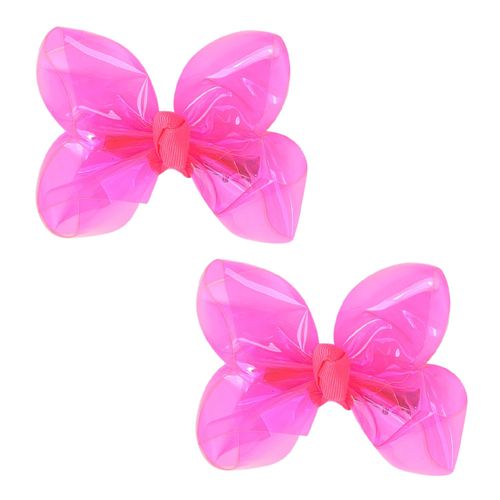 Adorable Waterproof Bow Hair Clips (Pack of 2): Colorful PVC Bow Clips for Summer Swimming Fun - Perfect Hair Accessories for Girls, Toddlers, and Teens (4 Inch-Pink)
