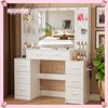 White Vanity Set with 11 Led Lights Makeup Desk Mirror Dressing Dresser Table
