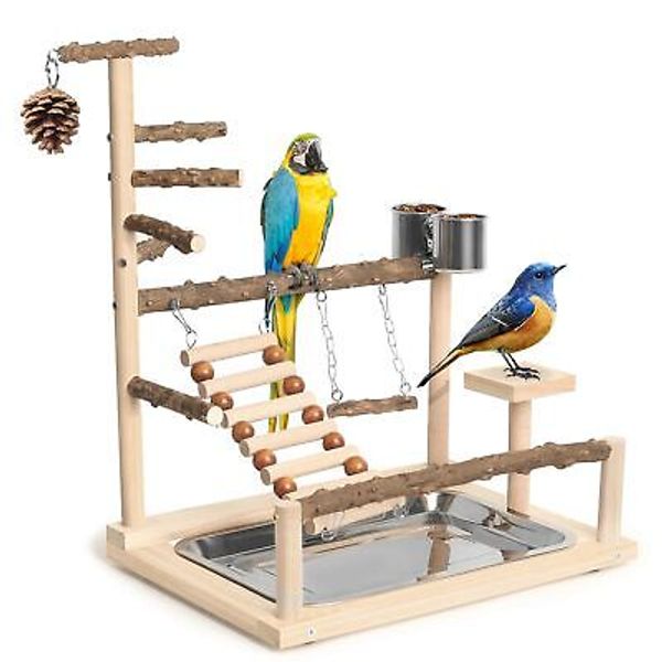 Wood Pet Parrot Playground Bird Play Stand Toys Bird Perch Bird Cage Accessor...