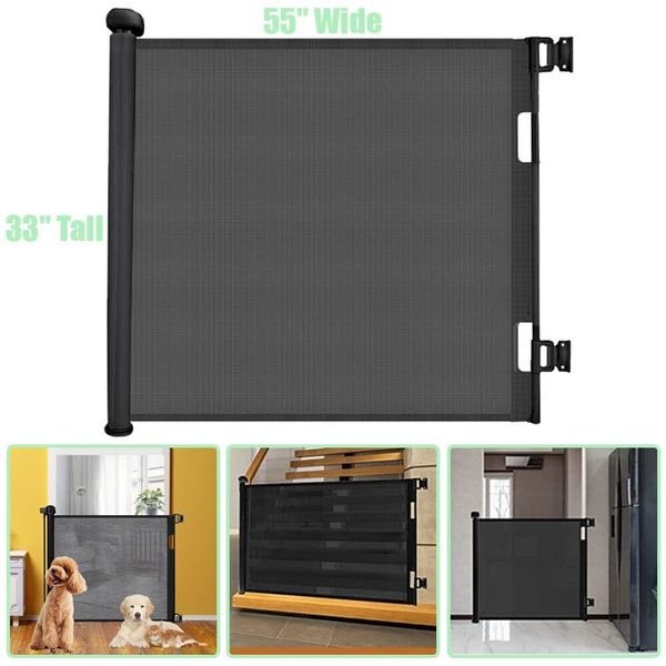 55" Retractable Pet Gate Barrier Fence Portable Dog Safety Guard Mesh Home Net