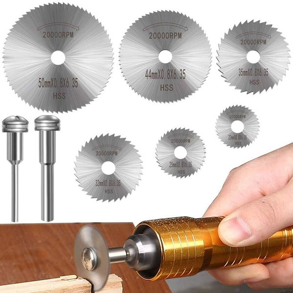 8Pcs Rotary Drill Saw Blades, Steel Saw Disc Wheel Cutting Blades with 1/8" Straight Shank Mandrel for Drills Rotary Tools (Power tools are not included)