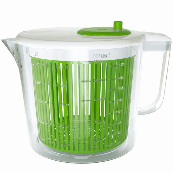 Single Serve Small Salad Spinner - Mini Prep Lettuce Spinner and Dryer With Measuring Cup - Collander with Fruit and Vegetable Washing Basket Bowl - Great Fruit and Vegetable Washer By Cooler Kitchen