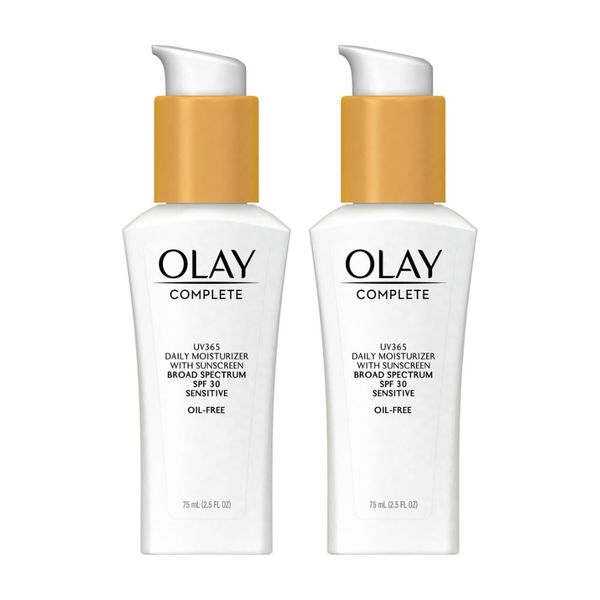 Face Moisturizer by Olay Complete Daily Defense All Day Moisturizer With Sunscreen, SPF30 Sensitive Skin, 2.5 Fl Oz (Pack of 2)
