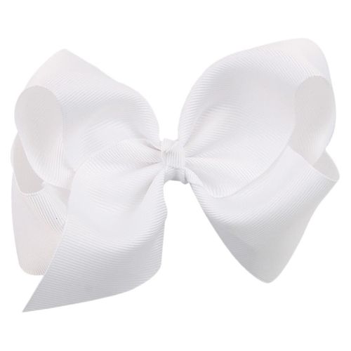 AKA 6" Big Bow Hairpins Hair Clips for Children Kids Girls Hair Handmade Alligator Clips Accessories (White)