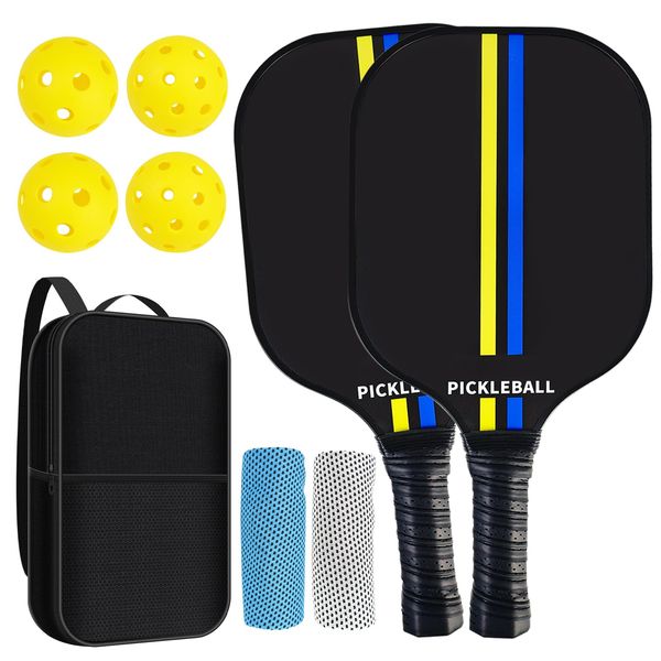 ZYLO Pickleball Racket Set of 2 Lightweight Carbon Fiber Carbon Fiber Honeycomb Pickleball Paddle Pickleball Set Paddle Set Durable Beginner Outdoor Sports Equipment with 2 Rackets + 4 Balls + 2