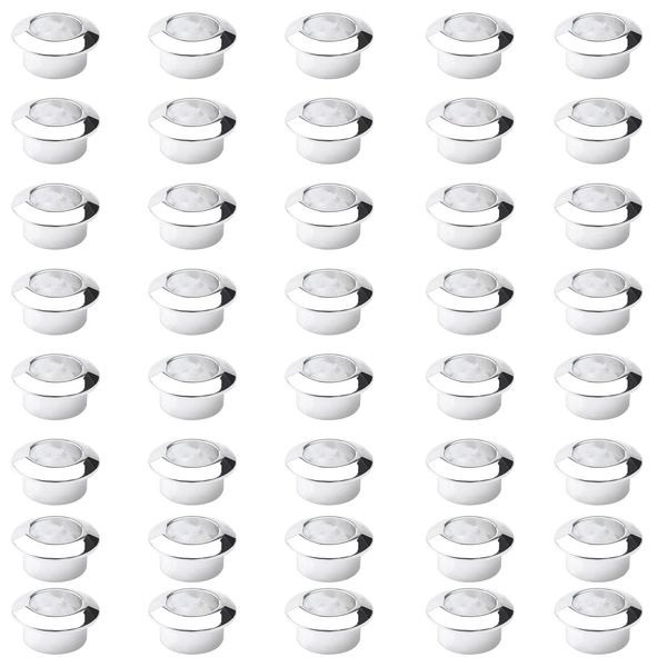 Mcoser 40Pcs Desk Grommets 35mm Cable Wire Grommet Round Plastic Cable Hole Cover for Management Home Office Computer Desk Wires (Silver)