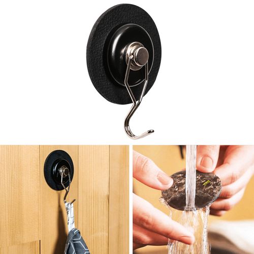 silwy® The One Magnetic Hook with Metal Nano Gel Pad – 7.5 cm Black – No Drilling or Screwing Required – Versatile and Easy to Use