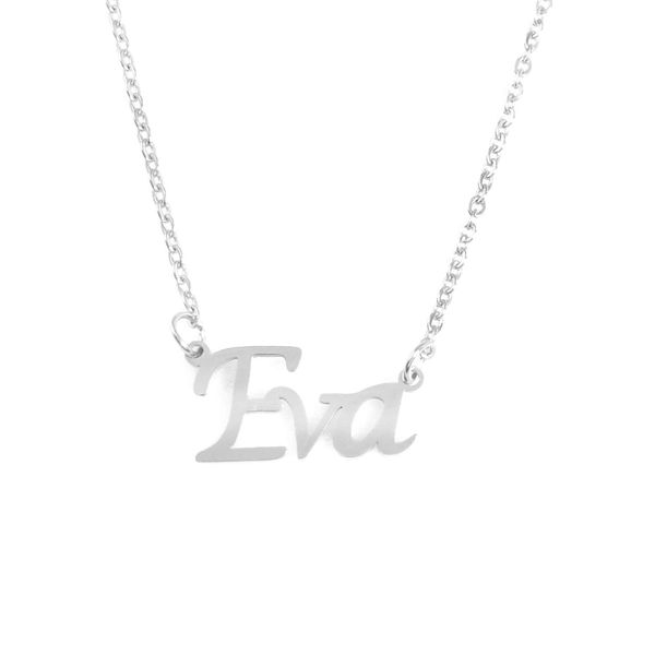 Kigu Eva Personalised Name Necklace - Adjustable Chain - Silver Tone - Incl Gift Packaging