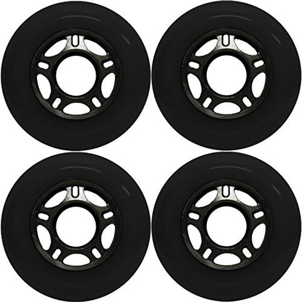 Player's Choice Outdoor Inline Skate Wheels 89a 4-Pack - Choose Size, Color, and Bearings (Black, 80mm 4-pk (No Bearings))