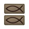 2 PCS AliPlus Jesus Fish Patches Embroidered Tactical Military Morale Patch Hook and Loop(Khaki)