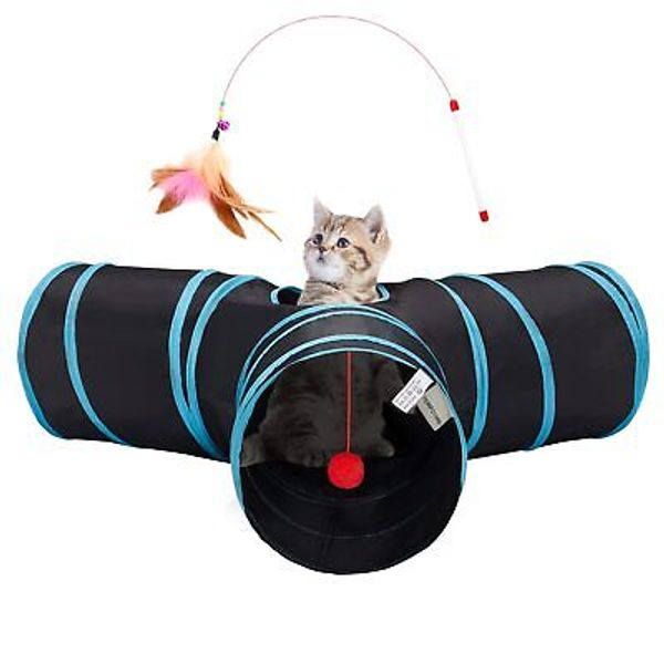 Tempcore Pet Cat Tunnel Tube Toys 3 Way Collapsible Tunnels for Indoor Catsï¼...