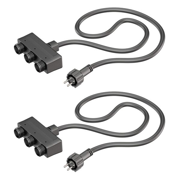 ledscom.de 3-way distributor for IP44 plug-in system NEMO, 1m, black, 2 pcs.