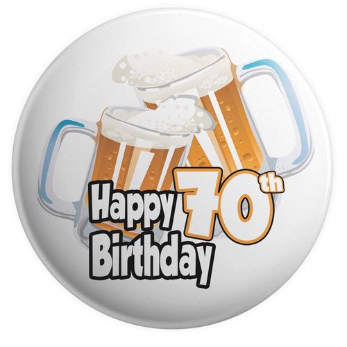 70th Birthday Badge - Beer Pint Glasses