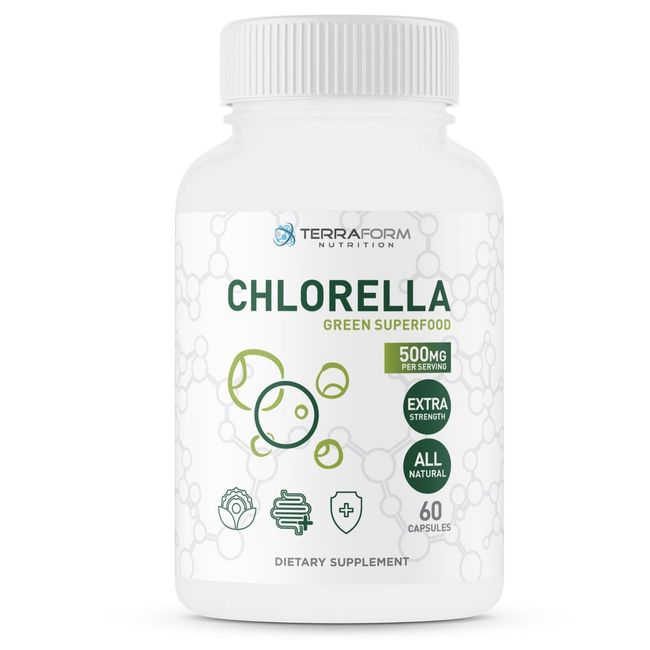 Pure Chlorella Supplement - Green Superfood, High Potency - 1000mg/30 Serv