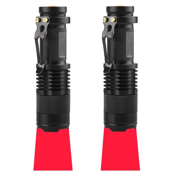 RaySoar 2 Pack Red Light Flashlight Red LDE Flashlight Red Flashlight Night Vision Flashlight for Astronomy, Night Observation and Outdoor Activities(2 PCS)