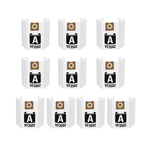 10 Packs VF3502 Size A Dust bags Compatible with Ridgid 12, 14, and 16-Gallon Wet/Dry Vacs 23743