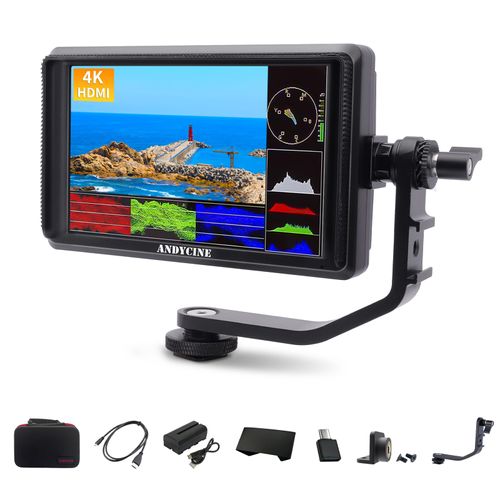 ANDYCINE A6 V2 6 Inch HDMI Field Monitor 1920x1080 Camera Fiedl Monitor Bundle with 4k HDMI in/Out Tilt Arm, Power Output, Battery & Carry Case Included