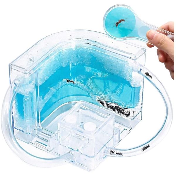 NAVADEAL Ant Farm Castle 2.0 with Connecting Tube, Ant Habitat Science Learning Kit, Best STEM 2021 Educational Kids Toy, Study Insect Behavior at Home & School, Plant Based Blue Gel 3D Maze Ecosystem