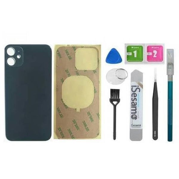 nnBay iPhone 11 Back Glass Replacement Back Panel, Battery Cover, Backplate, Replacement Part, Double Sided Tape, Includes Tools, Compatible (Black)