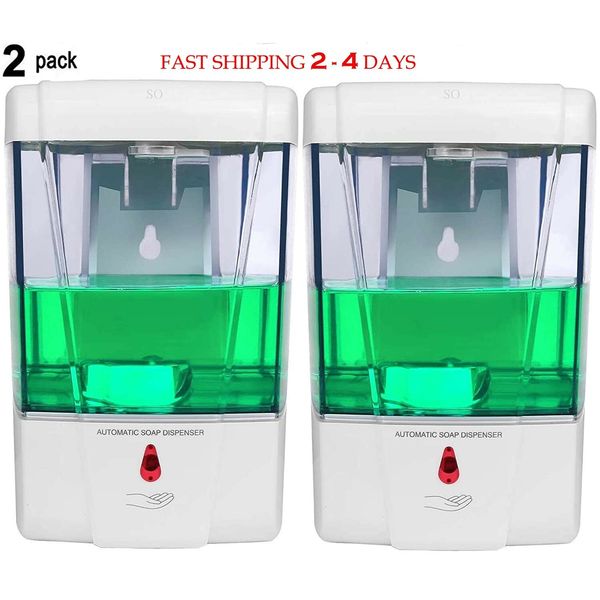2 Pack 700ML Automatic Liquid Wall Mount Soap Dispenser Touch-less Sensor
