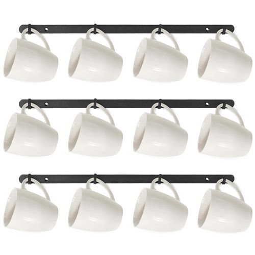 3Pack Hanging Mug Racks for Wall,Coffee Cup Holder Wall Mount with 12 Mug Hooks,Mug Display Rack Cup Holder Storage for Kitchen, Home, Coffee Bar