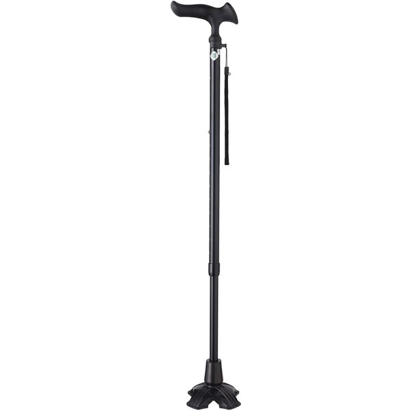 AS ONE Telescopic 4-Point Walking Stick Karugamo E 8-6298-03 WB3778 Black