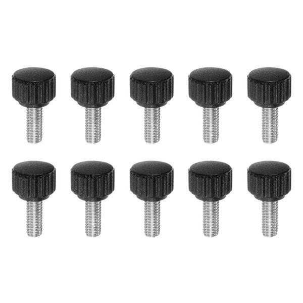uxcell 10 Knobs Threaded Knobs M6 x 8mm Metric Female Thread 16mm Mat Plastic Head 304 Stainless Steel Stud Hand Thread Knobs Thumb Screw Handle Blacks