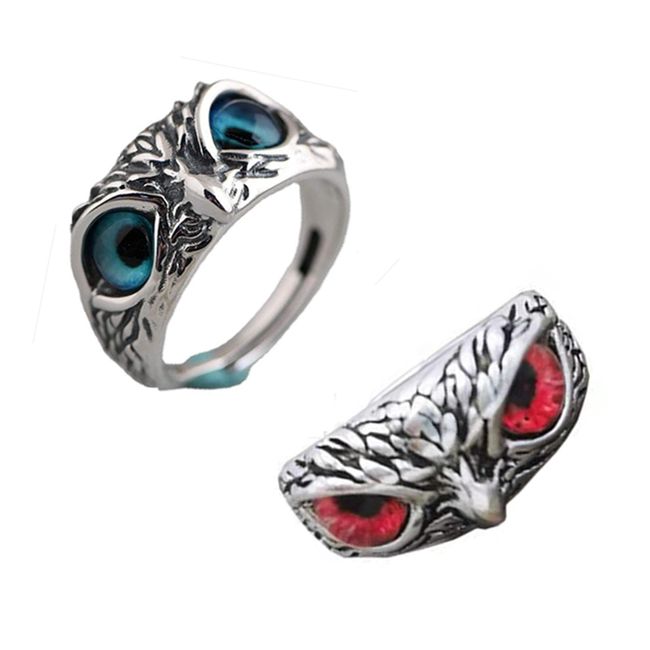 925 Sterling Silver Owl "Lucky Bird" Dainty Adjustable Anniversary Birthday Valentine's Day Fashion Accessory Blue+Red