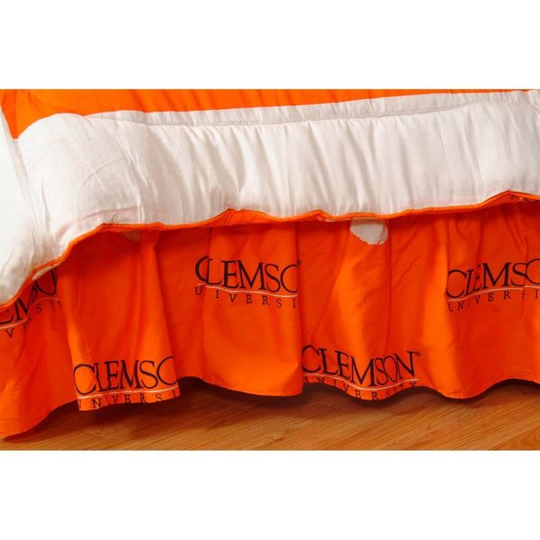 College Covers Everything Comfy Clemson Tigers Dust Ruffle Bed Skirt, Queen