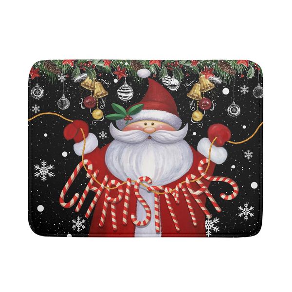 Absorbent Dish Drying Mat Santa Claus Christmas Dish Mat for Kitchen Countertops , 18 x 24 inch, Multicolor Winter Xmas Microfiber Dishes Drainer Pad Plate Holder