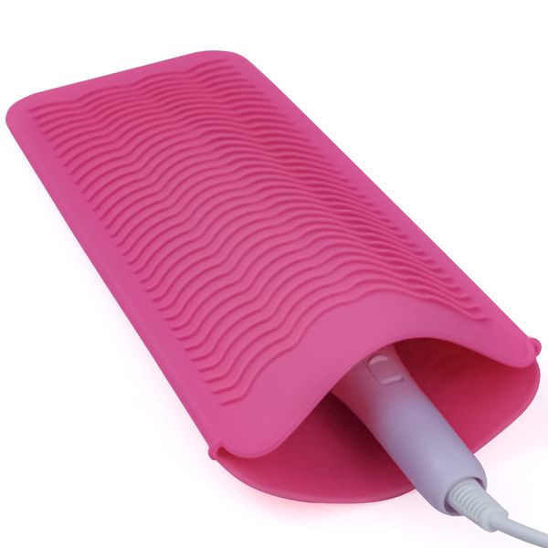 1Pack Silicone Heat Resistant Mat Pouch for Hair Straightener, Curling Iron, Flat Iron and Hot Hair Tools Pink